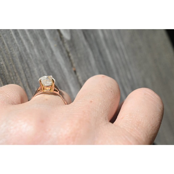 14k Rose Gold Ring Raw Stone Ring Rough Diamond Ring Wedding Band Unique… - Picture 4 of 4